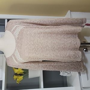 Beige Xhilaration Long Sleeve Top Lace Detail